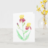 折り畳んだグリーティングカー絵画ド（水色） カード (黄色い花)