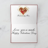 折り畳んだ招待状ファンシーのバレンタインデイカード。 招待状 (内部)