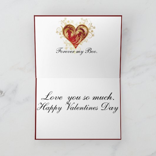 折り畳んだ招待状ファンシーのバレンタインデイカード。 招待状 (内部)