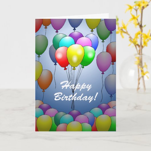 折り畳んだ誕生日カードのバルーン カード (黄色い花)