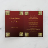 折り畳結婚まれたカードブルゴーニュ金ゴールドとメニュー 招待状 (内部)