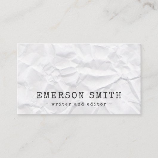 折り目付きホワイト紙ライターエディタプロフェッショナル 名刺 (正面)