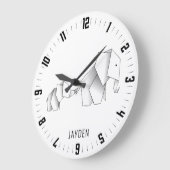 折り紙お洒落象子供部屋 ラージ壁時計 (傾斜)