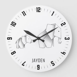 折り紙お洒落象子供部屋 ラージ壁時計