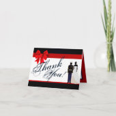 折り紙で作った感謝のカード 海軍の制服を着た新郎 花嫁 サンキューカード (正面)