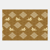 折り紙と青海葉柄 ラッピングペーパーシート (正面3)