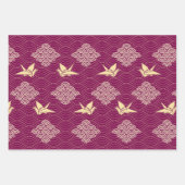 折り紙と青海葉柄 ラッピングペーパーシート (正面2)