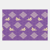 折り紙と青海葉柄 ラッピングペーパーシート (正面)