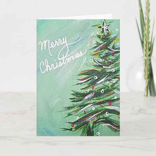 折り紙のクリスマスツリーのホリデーカード シーズンカード (正面)