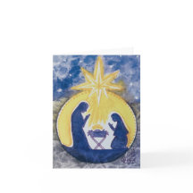 折り紙のホリデーカード - 降誕, 水彩画プリント