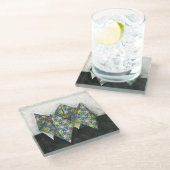 折り紙の占い師オン幾何学紙 ガラスコースター (アングル)