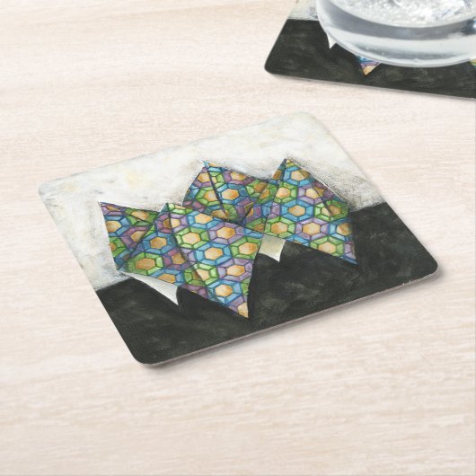 折り紙の占い師オン幾何学紙 スクエアペーパーコースター (アングル)
