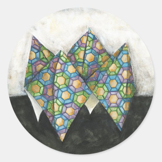 折り紙の占い師オン幾何学紙 ラウンドシール (正面)