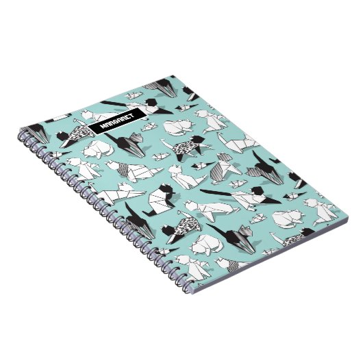 折り紙の子猫の友人//幾何学的な猫種 ノートブック (右側)