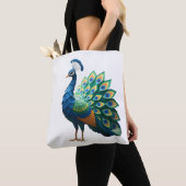 折り紙の孔雀Tシャツ 女性用 トートバッグ (クローズアップ)