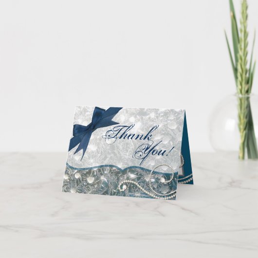 折り紙の感謝カード ひび割れた氷の冬の雪 アイス サンキューカード (正面)