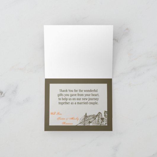 折り紙の感謝カード 手描きの秋の葉 サンキューカード (内部)