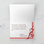 折り紙の感謝カード 赤い桜の花 サンキューカード (内部)