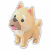 折り紙の犬のラップトップのシール シール (正面)