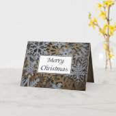 折り紙の白と金の雪の結晶のクリスマスカードII カード (黄色い花)