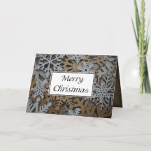 折り紙の白と金の雪の結晶のクリスマスカードII