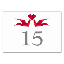 折り紙の赤い紙ク結婚レーンのテーブル番号