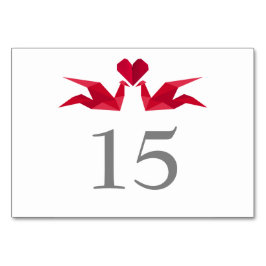 折り紙の赤い紙ク結婚レーンのテーブル番号 テーブルナンバー