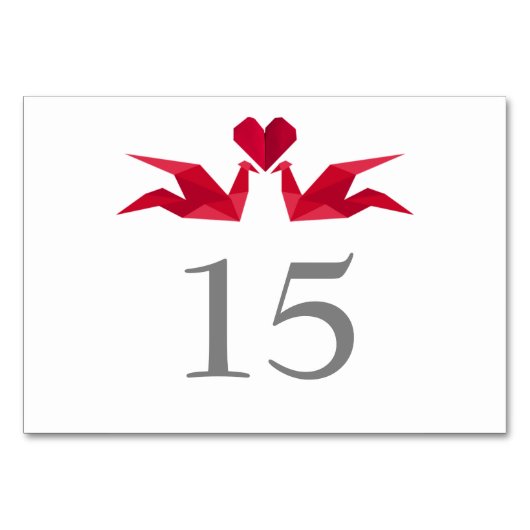 折り紙の赤い紙ク結婚レーンのテーブル番号 テーブルナンバー (正面)