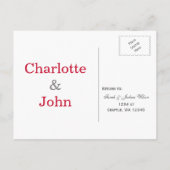 折り紙の赤い鶴の結婚式svp インビテーションポストカード (裏面)