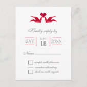 折り紙の赤い鶴の結婚式svp インビテーションポストカード (正面)