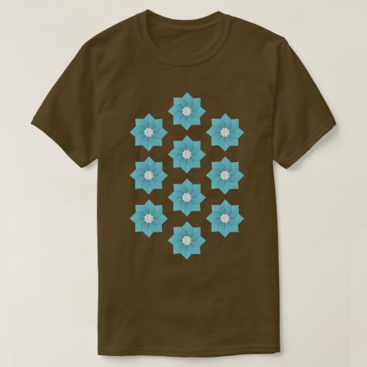 折り紙の青い花 Tシャツ (デザイン正面)