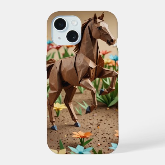 折り紙の馬 iPhone カー 15ケース (裏面)