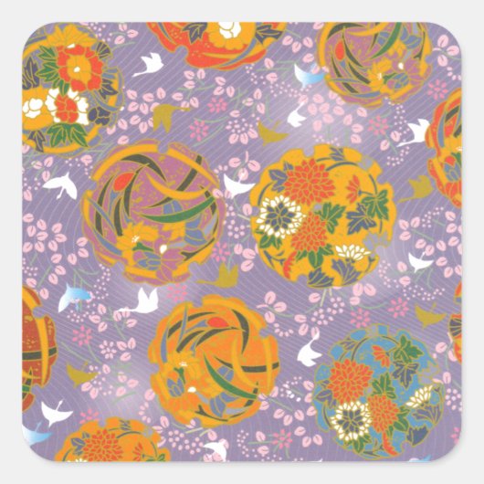 折り紙の鳥 スクエアシール (正面)