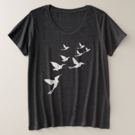 折り紙の鳥Tシャツ プラスサイズTシャツ
