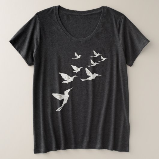 折り紙の鳥Tシャツ プラスサイズTシャツ (デザイン正面)