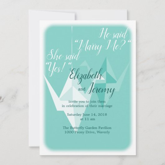 折り紙の鶴の招待状 招待状 (正面)