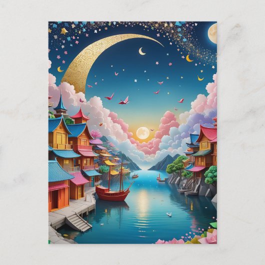 折り紙は伝統的な日本の紙の芸術です ポストカード (正面)