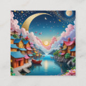 折り紙は伝統的Fの日本の紙術 スクエア名刺 (正面)