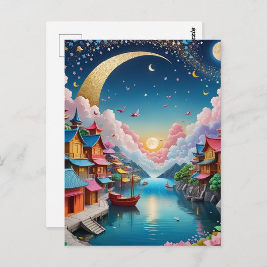 折り紙は日本の伝統的な紙を折る芸術です ポストカード (正面/裏面)