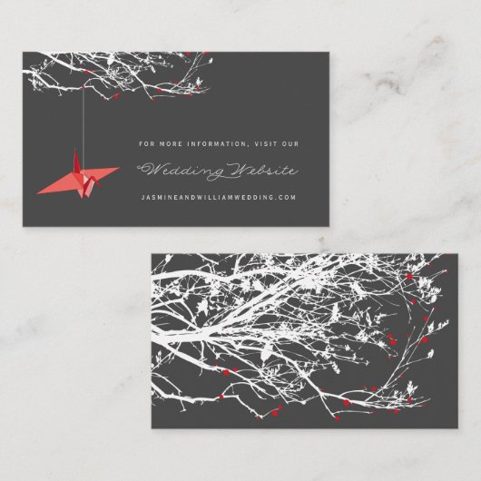 折り紙ぶら下がった紙クレーンアジア結婚のウェブサイト エンクロージャーカード (正面/裏面)