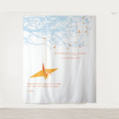 折り紙ぶら下がった紙ク結婚レーンの背景 タペストリー (正面)