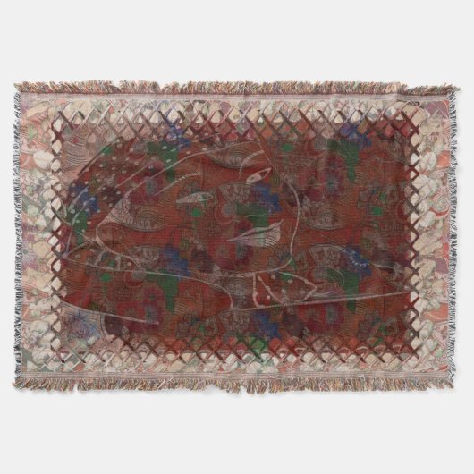 折り紙アジ伝統的アモチーフ スローブランケット (正面)