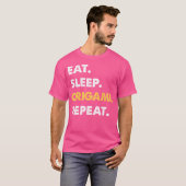 折り紙アパおもしろいレル食べスリープ折り紙リピート Tシャツ (正面フル)