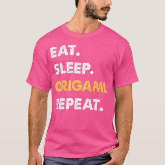 折り紙アパおもしろいレル食べスリープ折り紙リピート Tシャツ