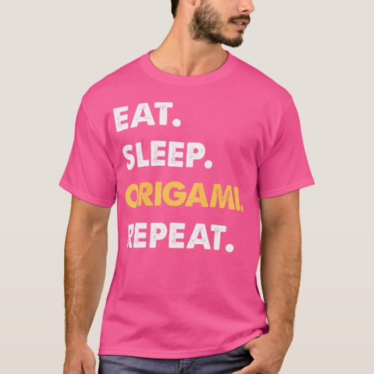 折り紙アパおもしろいレル食べスリープ折り紙リピート Tシャツ (正面)
