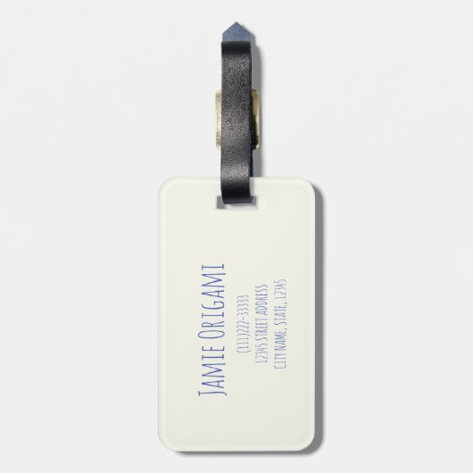 折り紙アート日本の折り畳みアートレトロクレーン ラゲッジタグ (裏面縦)