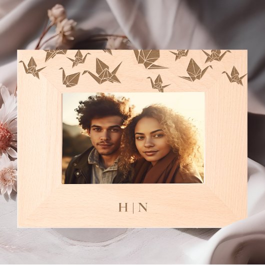 折り紙エレガント紙クレーンモノグラム レーザー彫刻フレーム