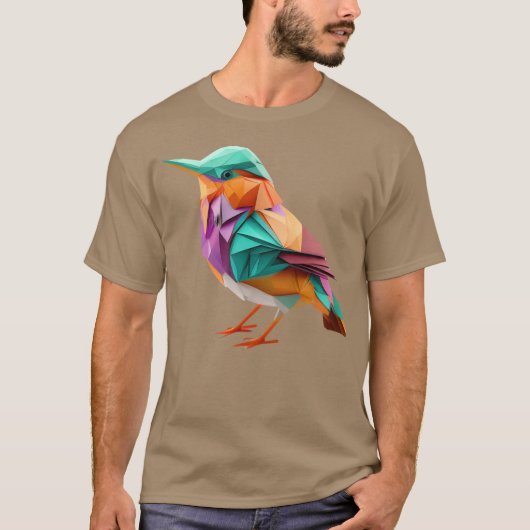折り紙カラフルの鳥が手で作った喜び Tシャツ (正面)