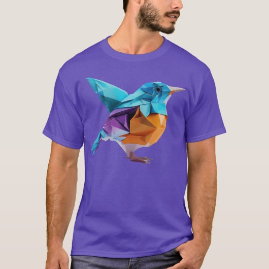 折り紙カラフルの鳥が手で作った喜び Tシャツ (正面)