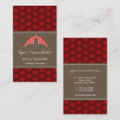 折り紙キスをする紙クレーン&赤ホタテ模様 名刺 (正面/裏面)